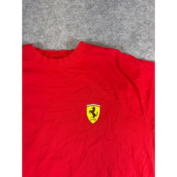 Vintage Y2K Official Ferrari T Shirt Mens XL Red Horse Logo On Chest & Sleeve - Picture 4 of 8